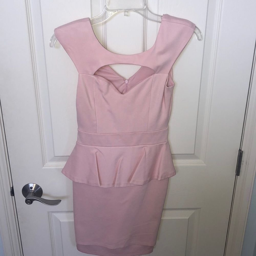 Pink peplum style dress